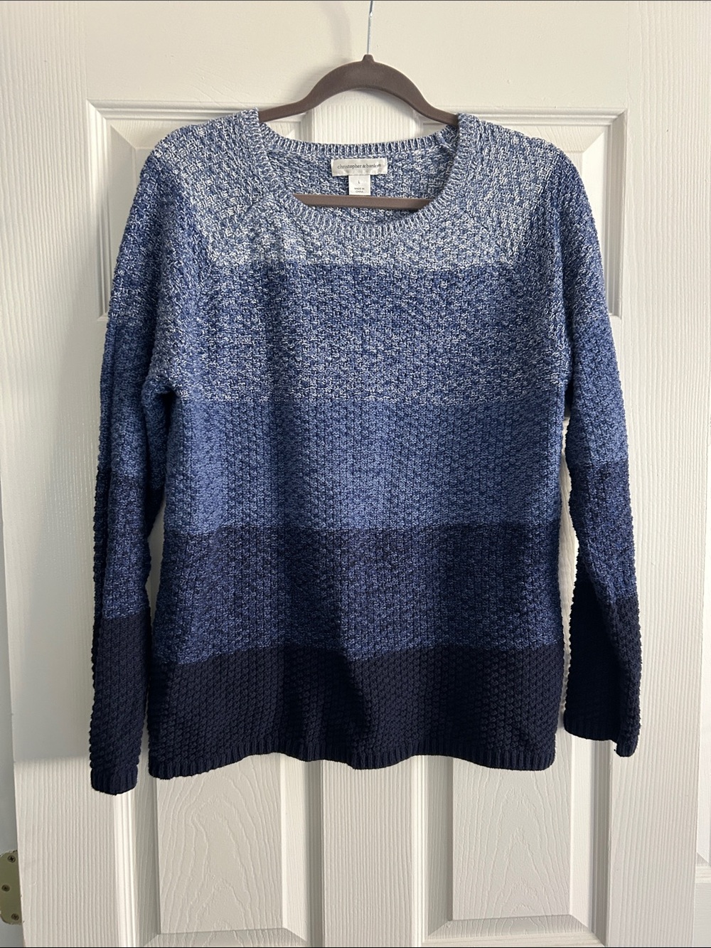 Christopher & Banks Blue Ombre Crewneck Sweater